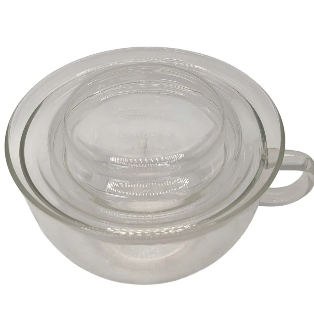 Jenaer Glas Tea For One Clear Borosilicate Bauhaus Three Piece Set Germany